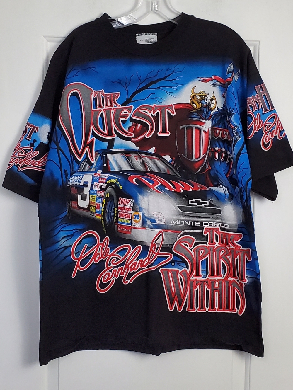 Chase VTG 1998 Dale Earnhardt the Quest AOP NASCAR Racing T Shirt Size XL - EUC